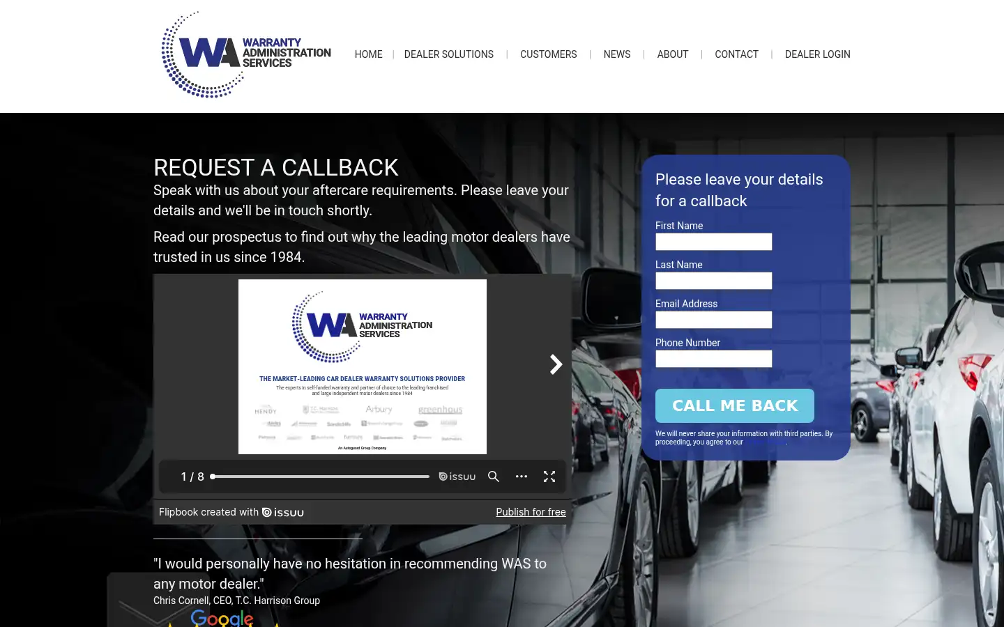 Screenshot of warrantyadmin.co.uk