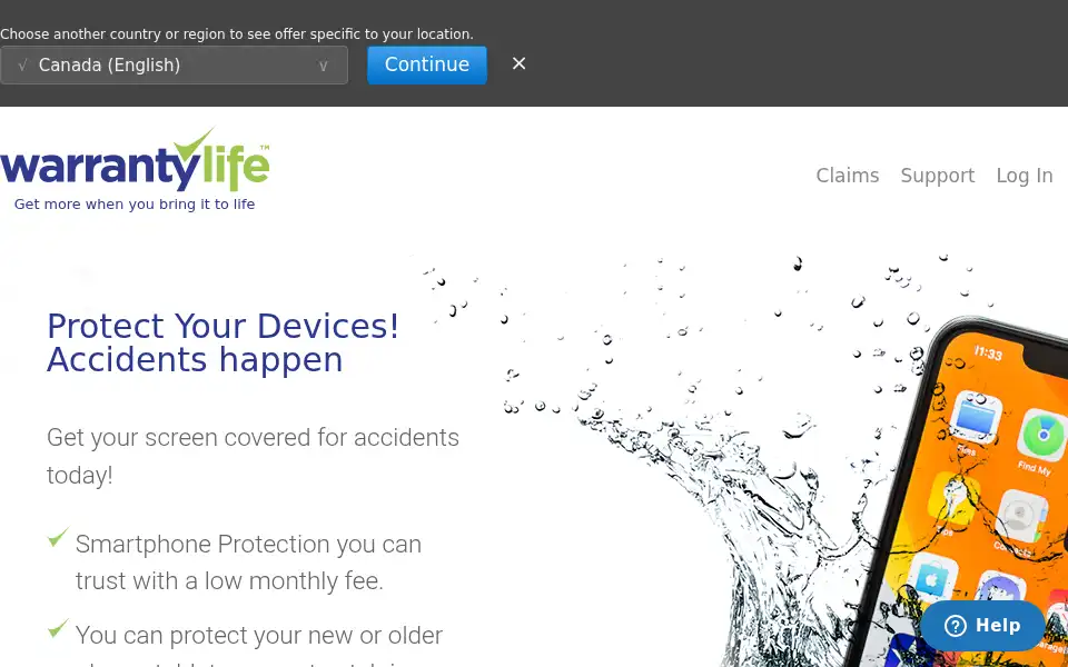 Screenshot of warrantylife.com