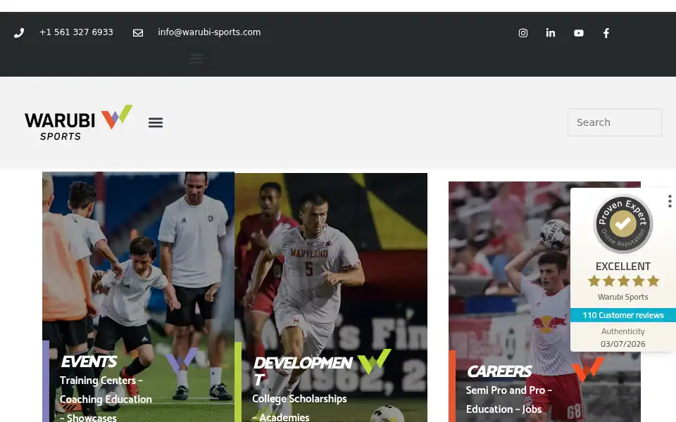Screenshot of warubi-sports.com