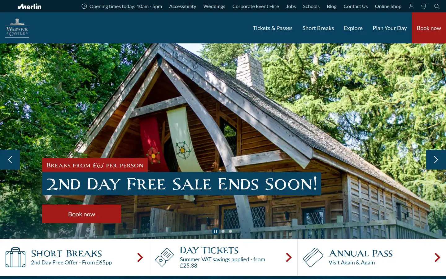 Screenshot of warwick-castle.com