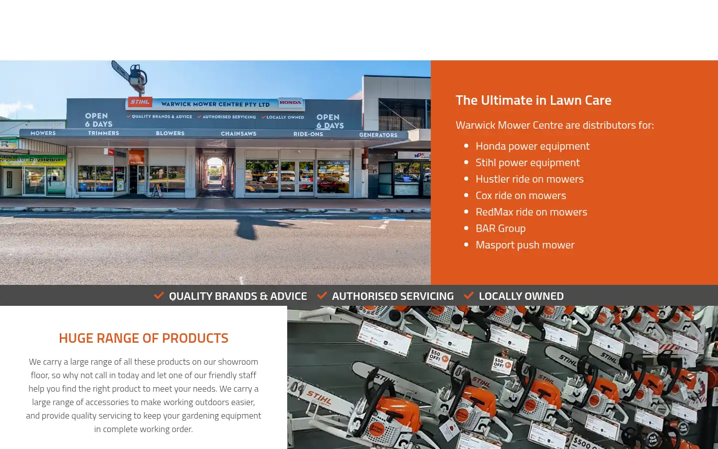 Screenshot of warwickmowercentre.com.au