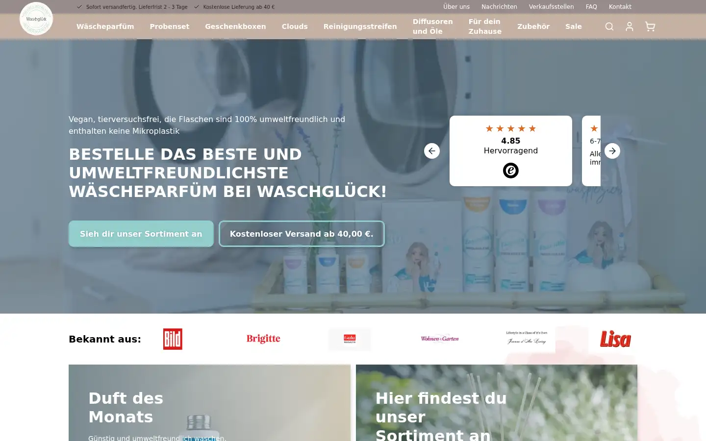 Screenshot of waschglueck.de
