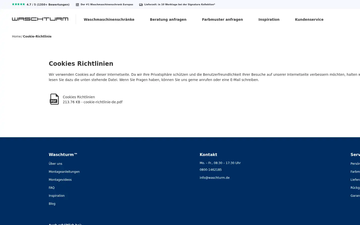 Screenshot of waschturm.de