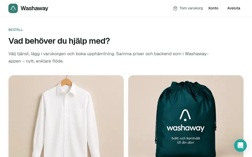 Screenshot of washaway.se