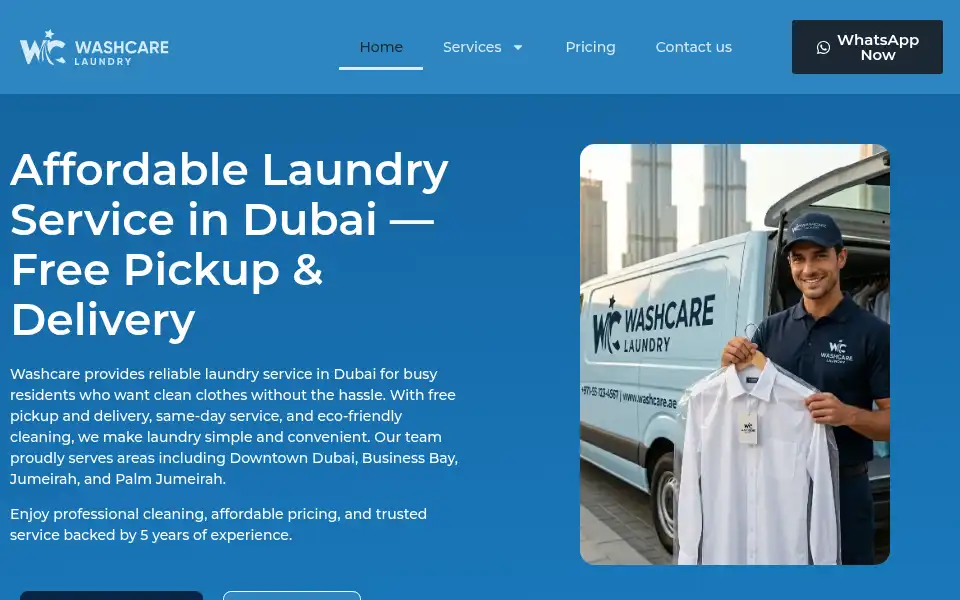 Screenshot of washcare.ae