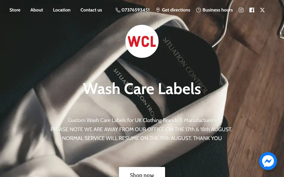 Screenshot of washcarelabels.co.uk