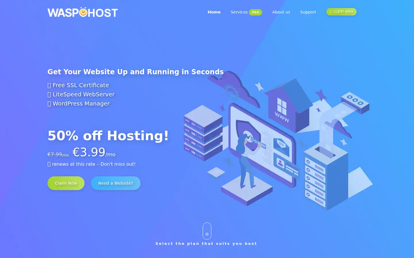 Screenshot of waspohost.com