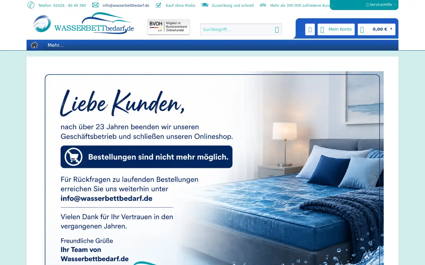 Screenshot of wasserbettbedarf.de