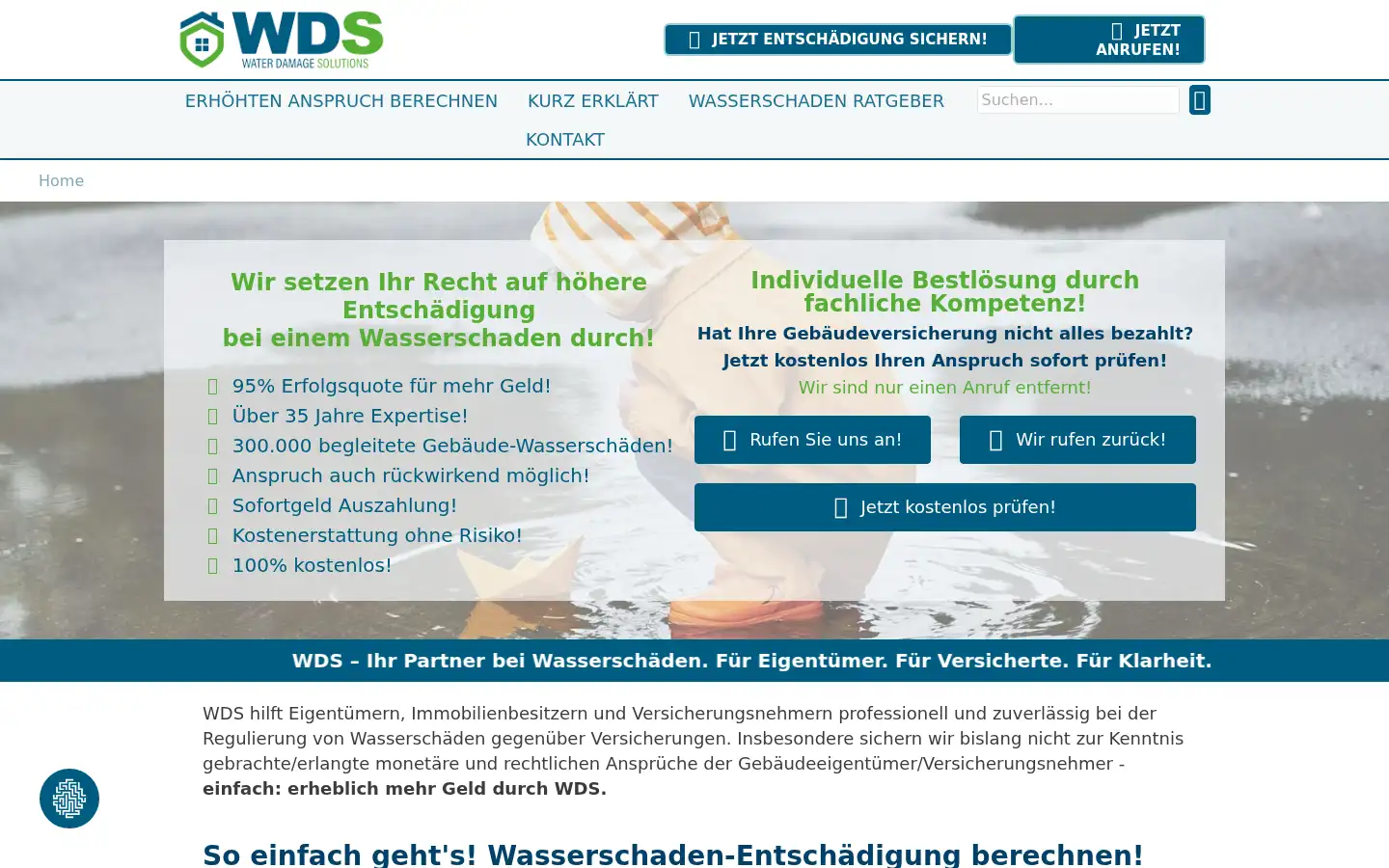 Screenshot of wasserschadenshilfe.de