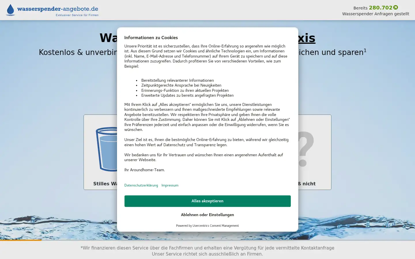 Screenshot of wasserspender-angebote.de