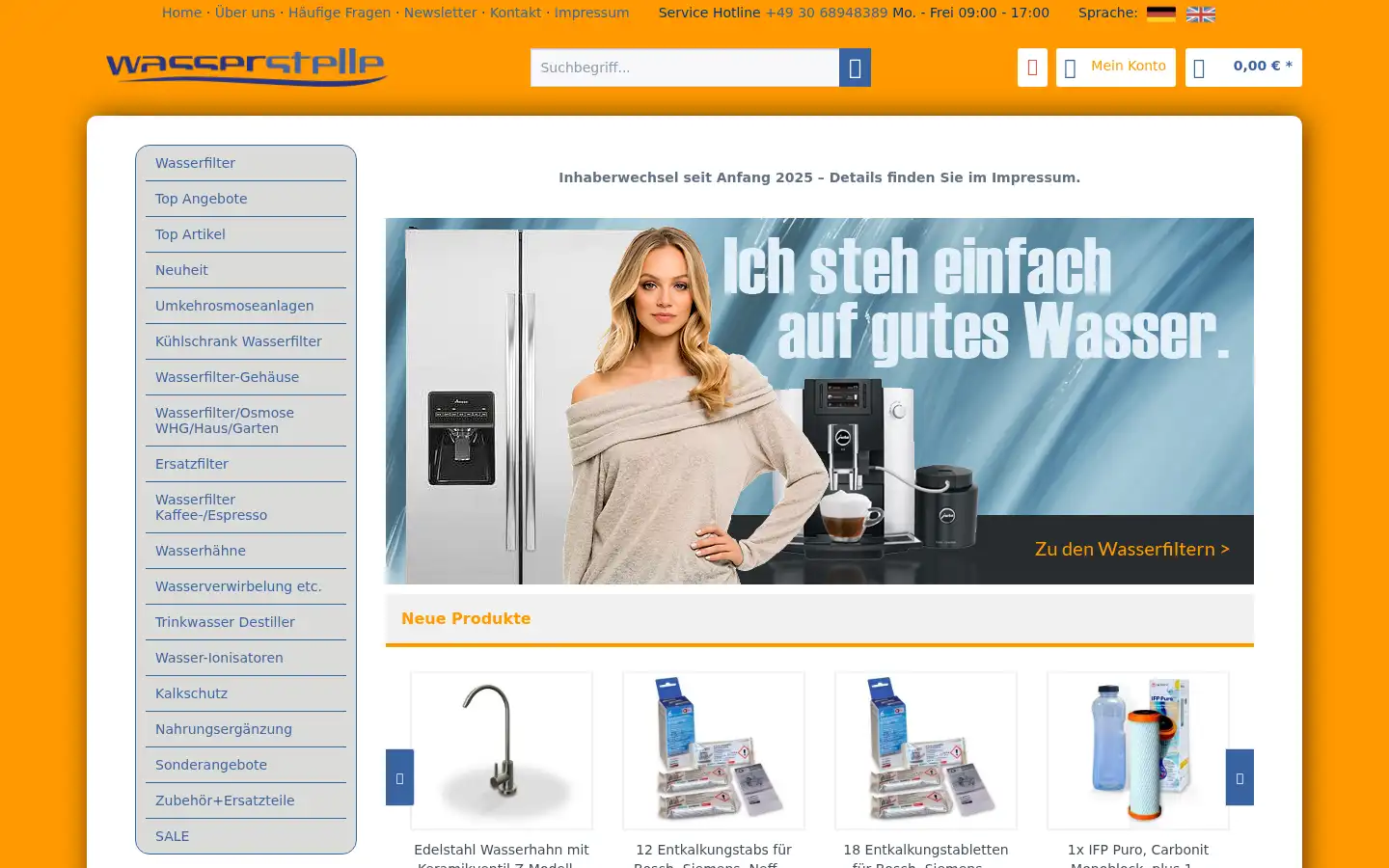 Screenshot of wasserstelle-shop.de