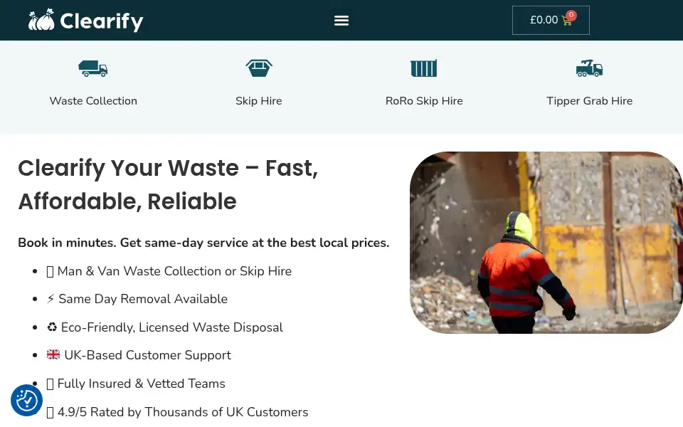 Screenshot of wastecompare.uk
