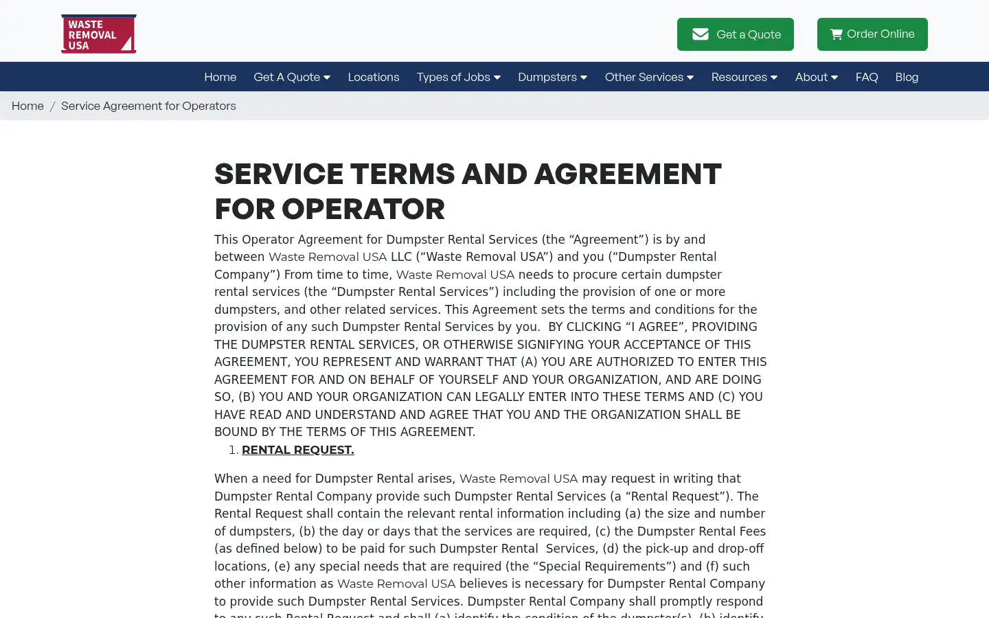 Screenshot of wasteremovalusa.com