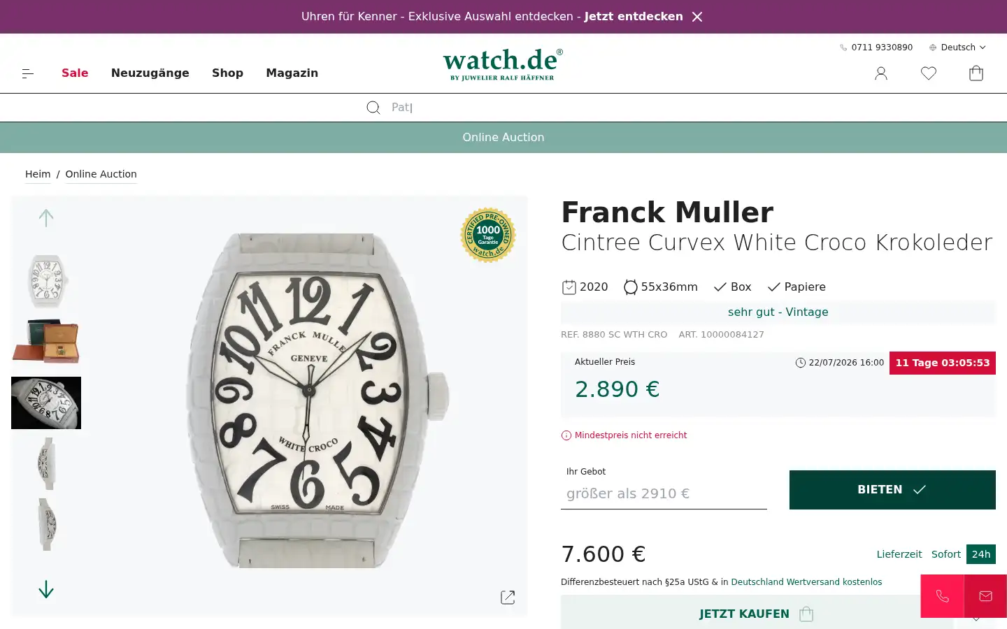 Screenshot of watch.de