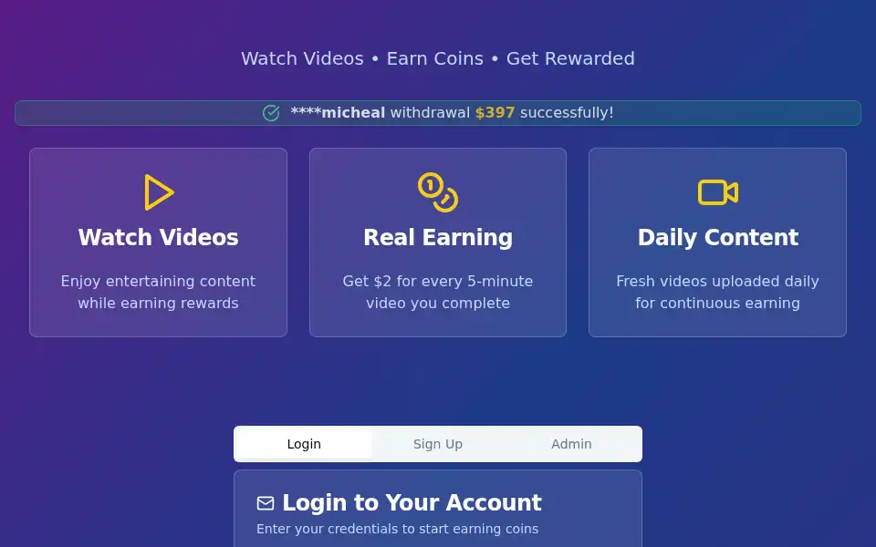 Screenshot of watch-earn.lovable.app