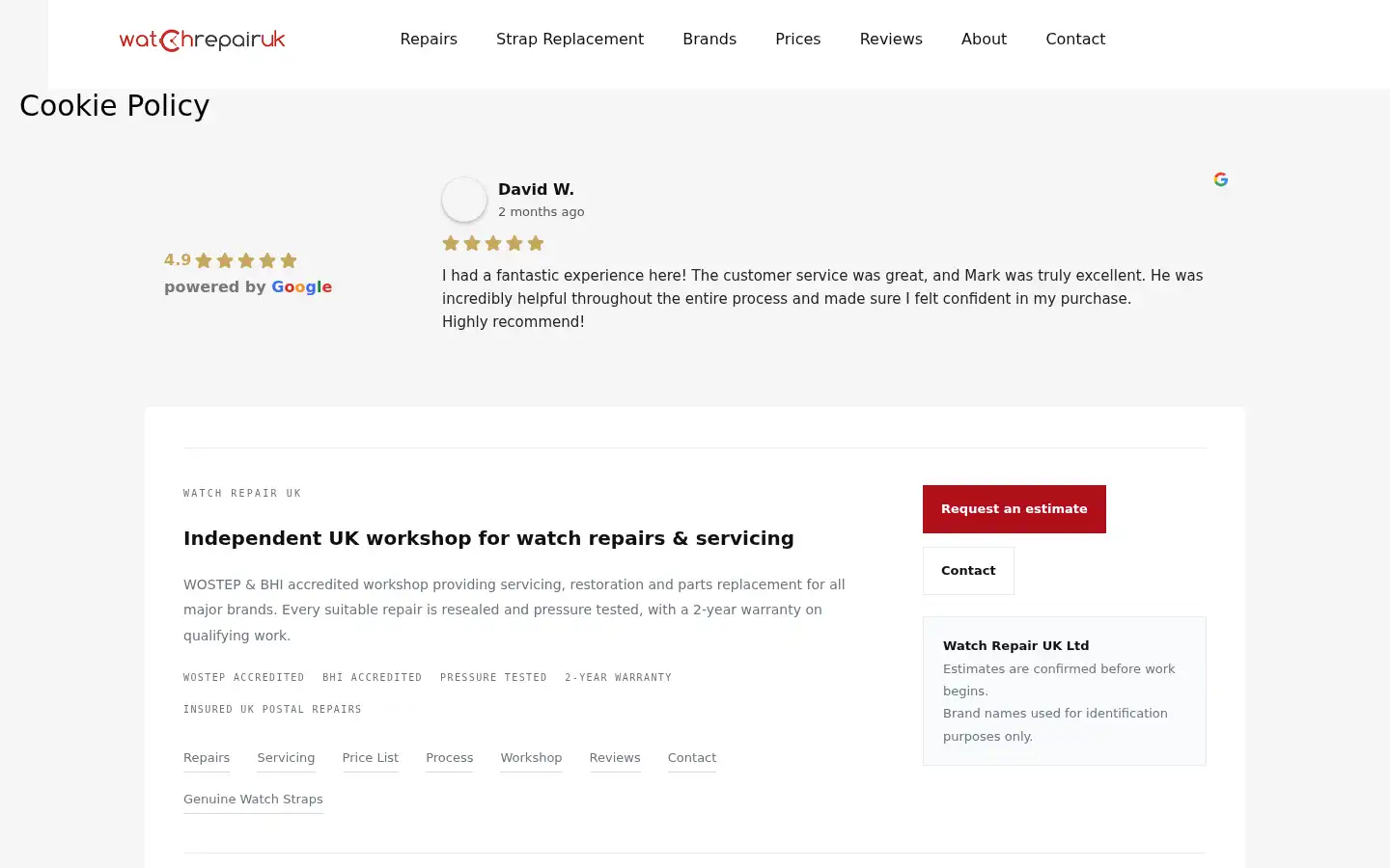 Screenshot of watchrepairuk.com