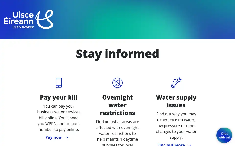 Screenshot of water.ie