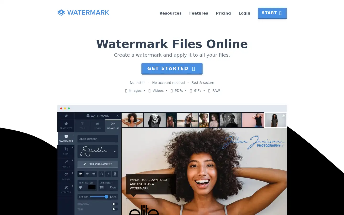 Screenshot of watermark.ws
