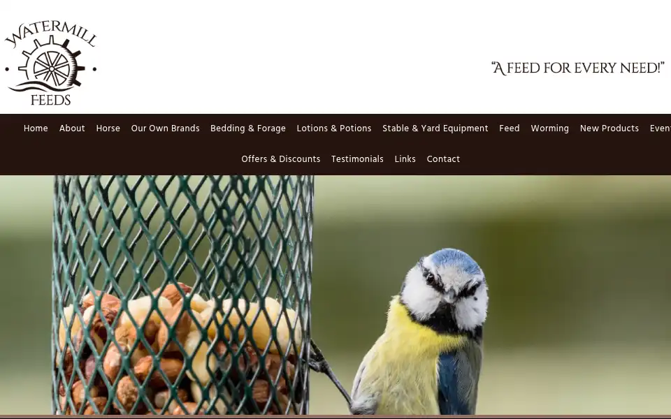 Screenshot of watermillfeeds.co.uk