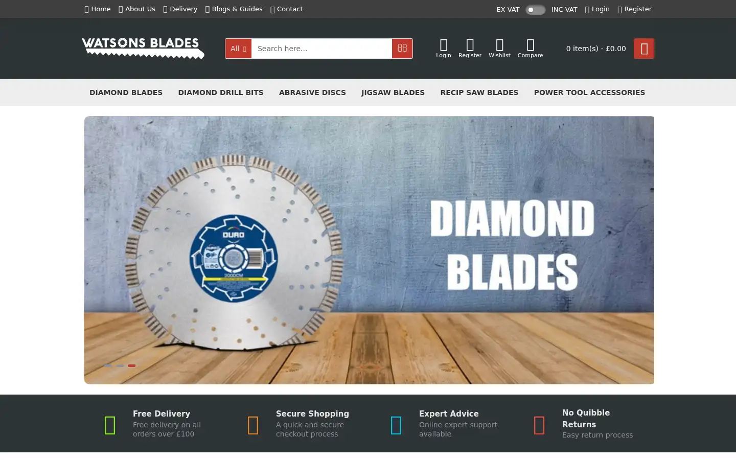 Screenshot of watsonsblades.co.uk
