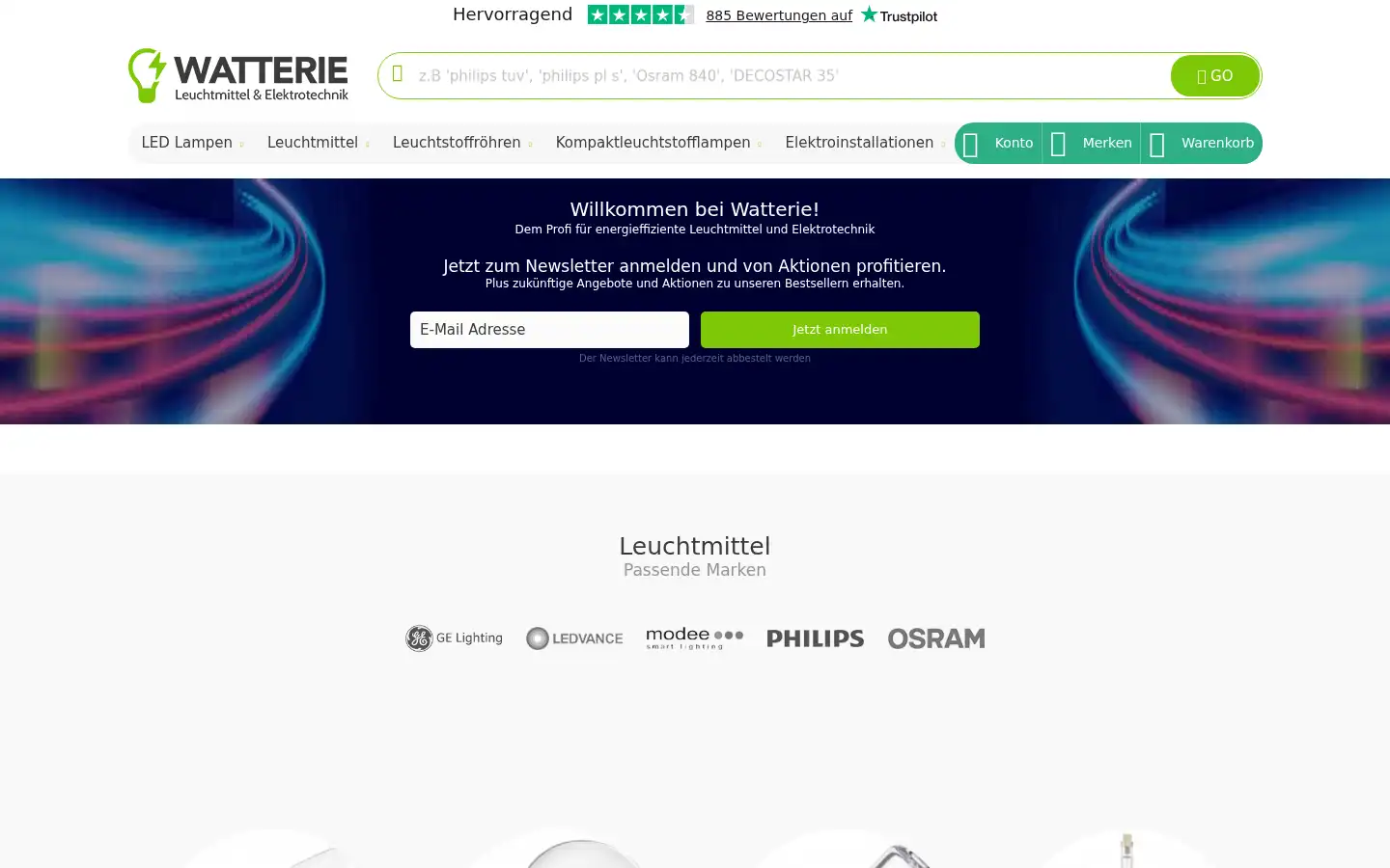 Screenshot of watterie.de