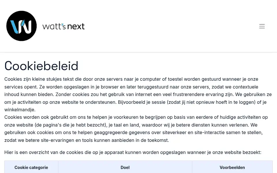 Screenshot of wattsnext.be