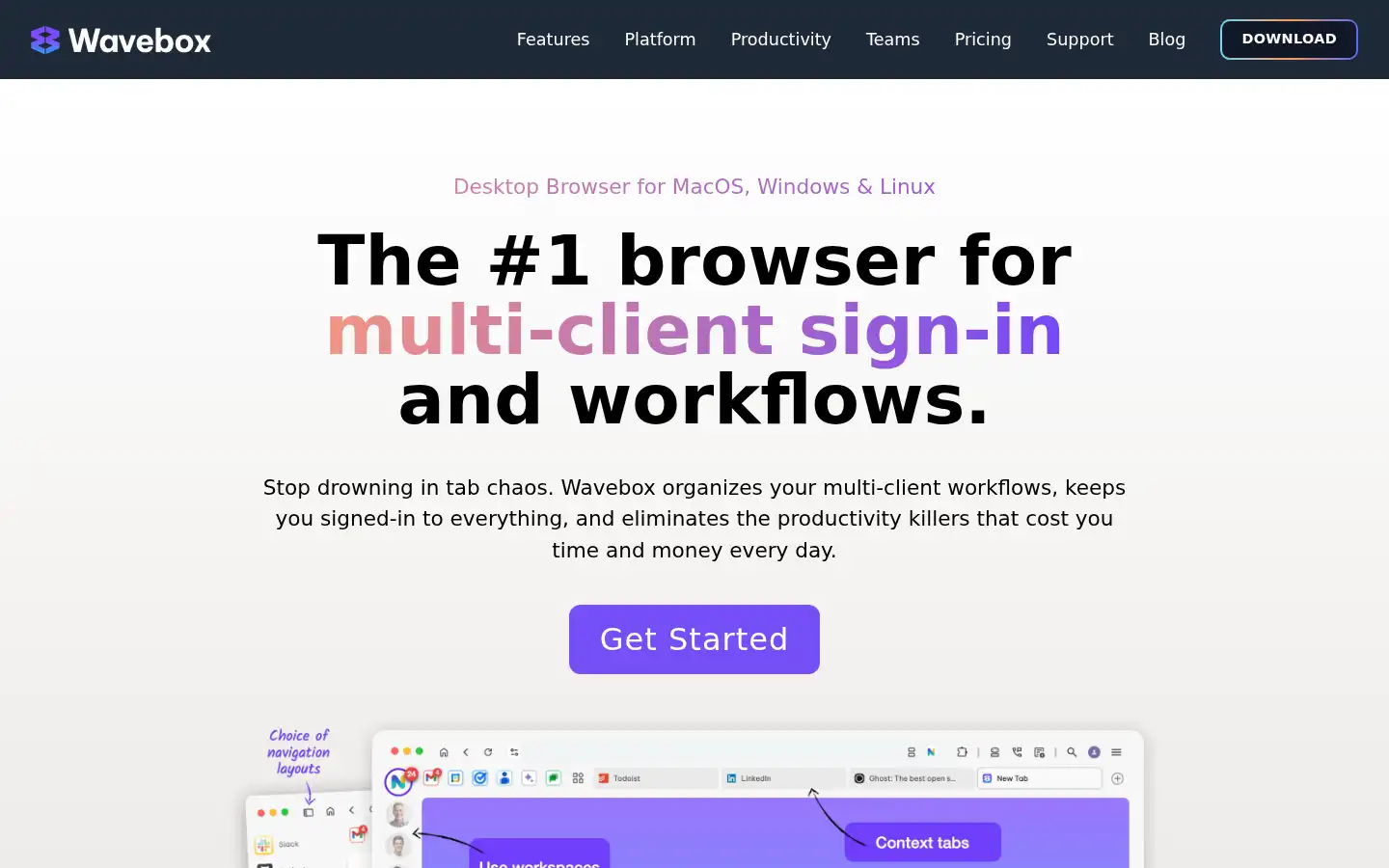 Screenshot of wavebox.io