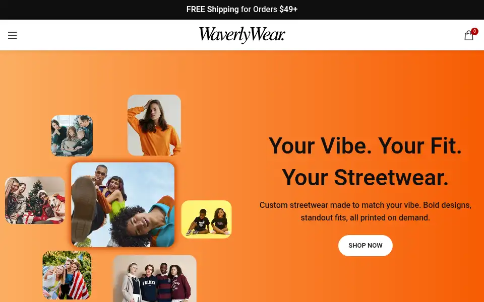 Screenshot of waverlywear.com