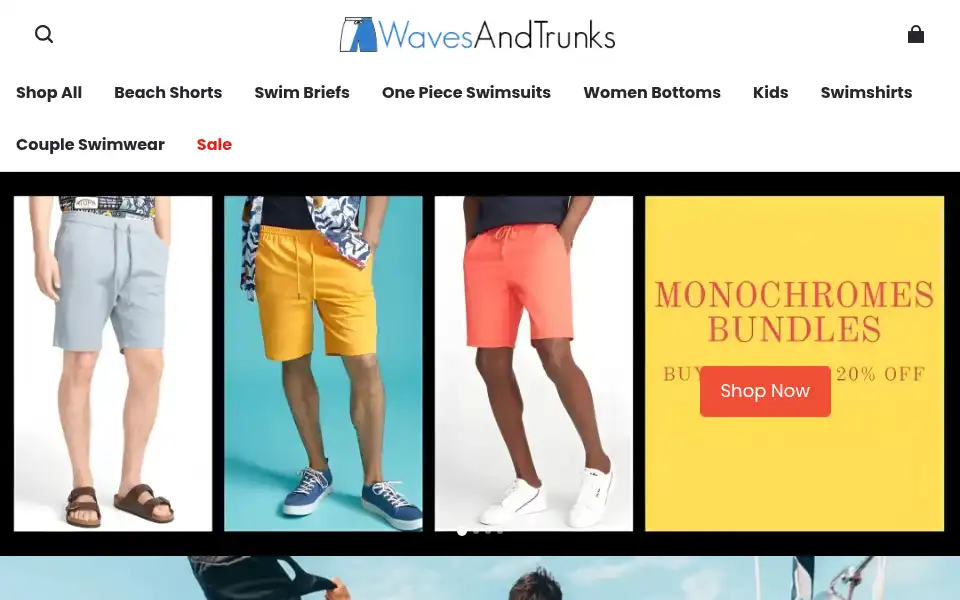 Screenshot of wavesandtrunks.com