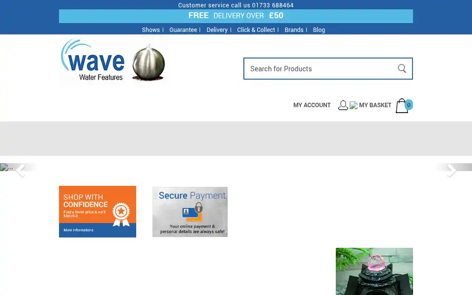 Screenshot of wavewaterfeatures.co.uk