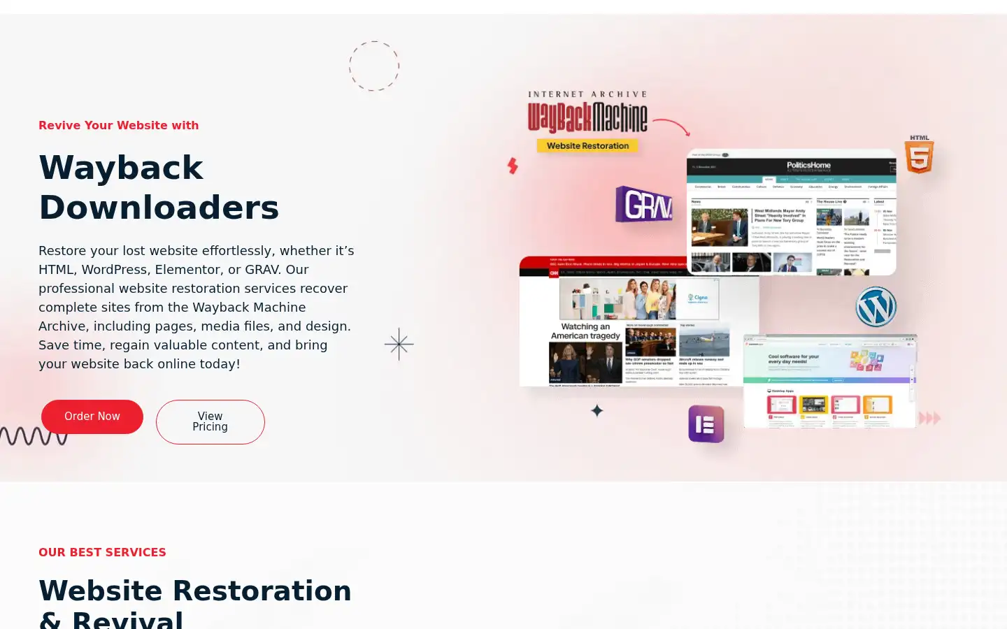Screenshot of waybackdownloaders.com