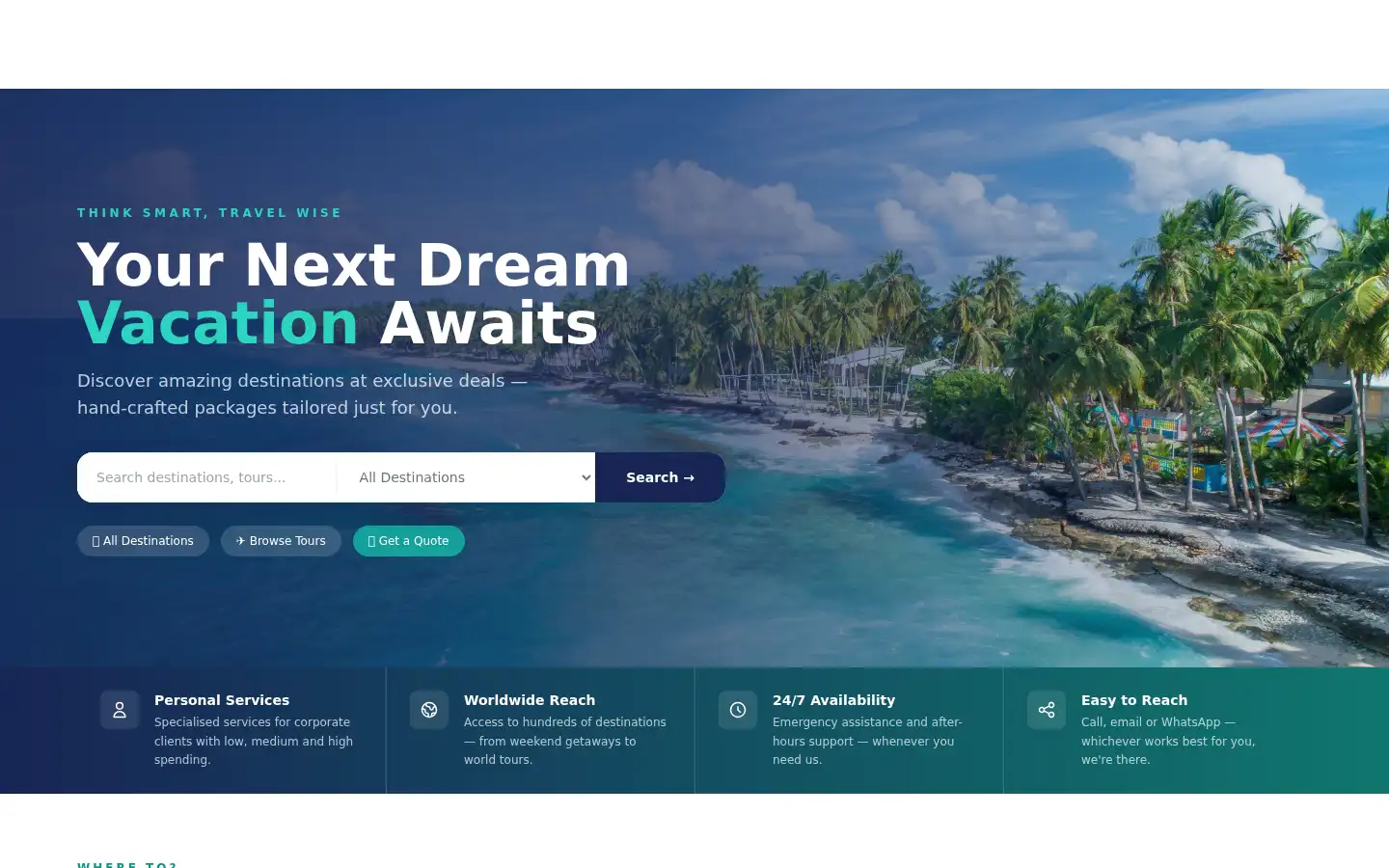 Screenshot of wayworldtravel.co.za