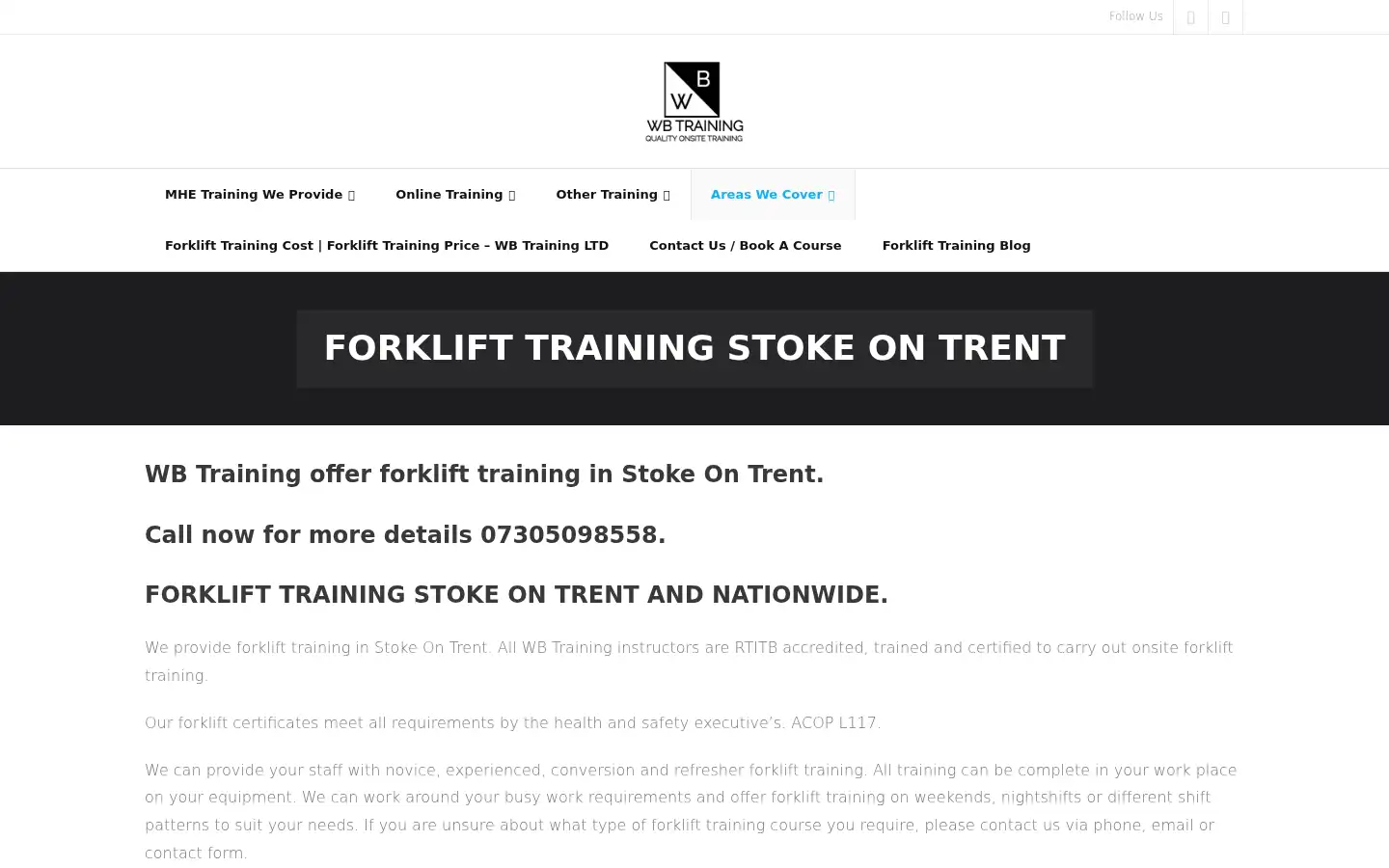 Screenshot of wbtraining.co.uk