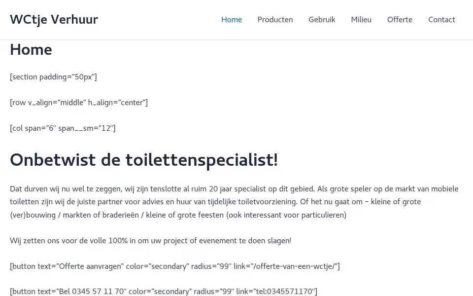Screenshot of wctjeverhuur.nl