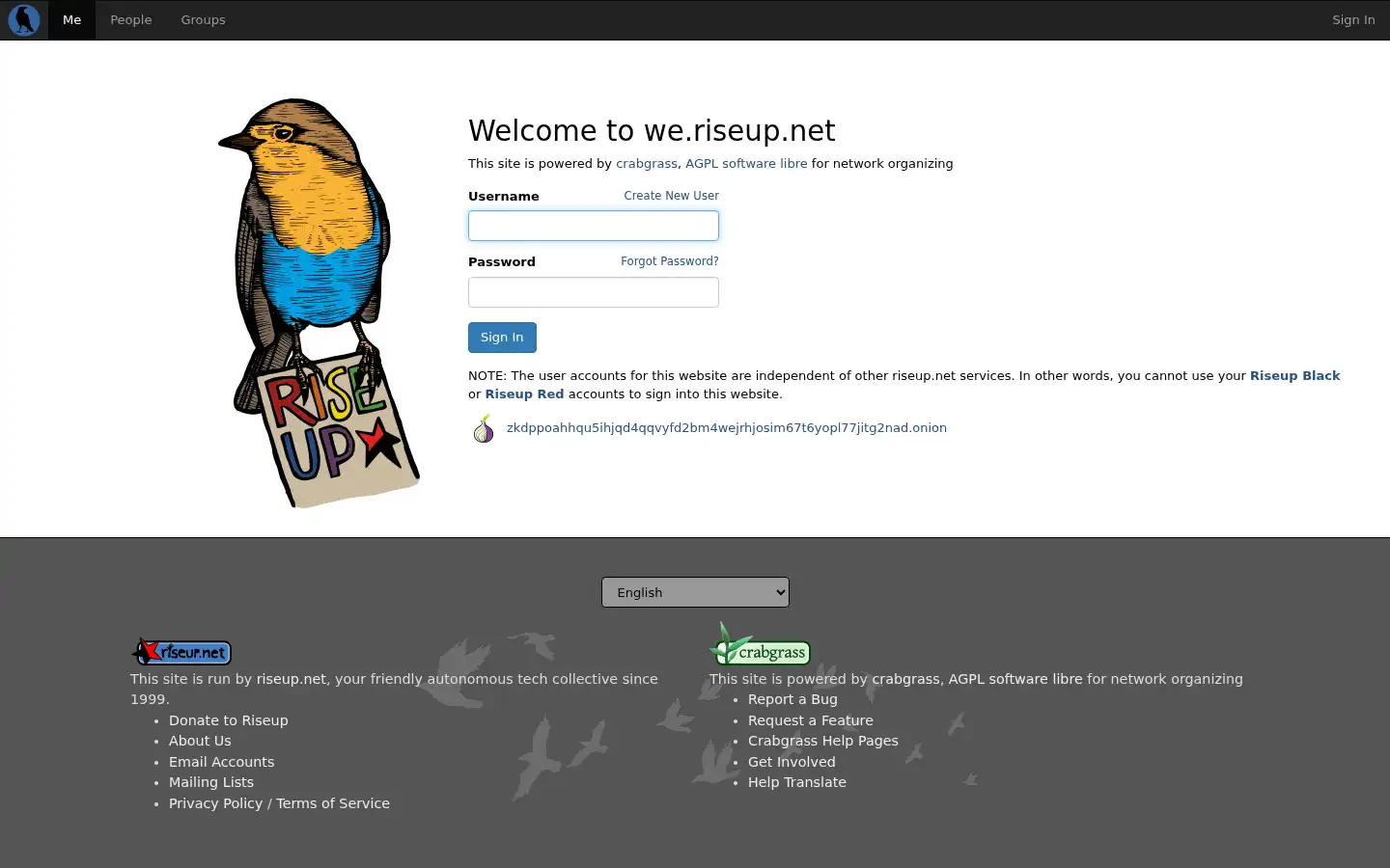 Screenshot of we.riseup.net