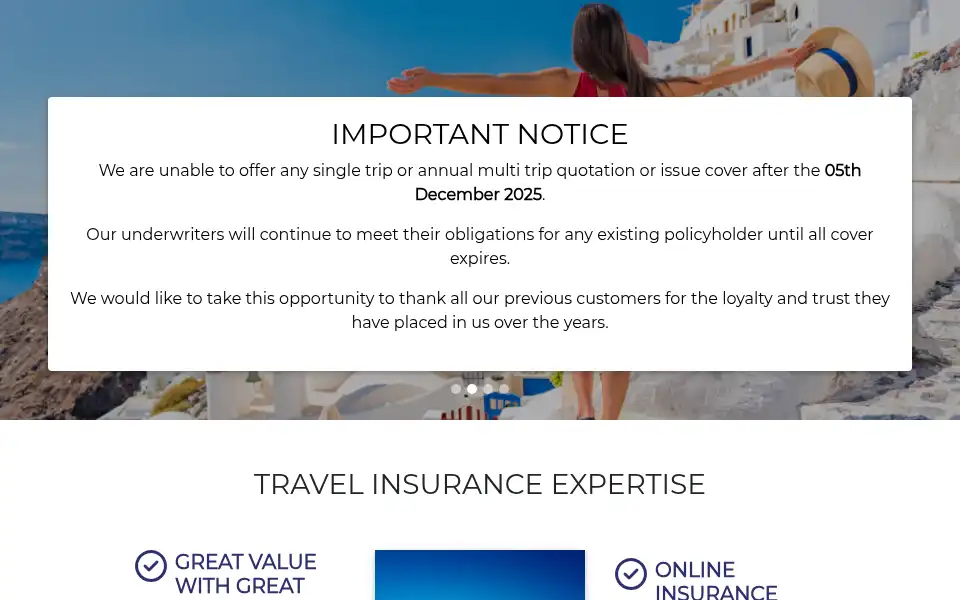 Screenshot of wearetravelinsurance.co.uk