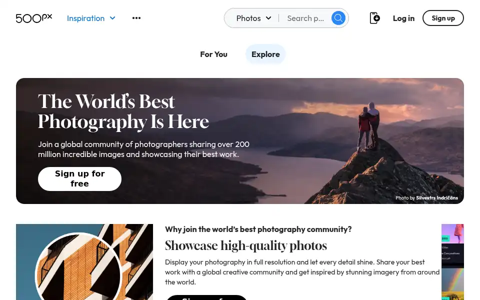 Screenshot of web.500px.com