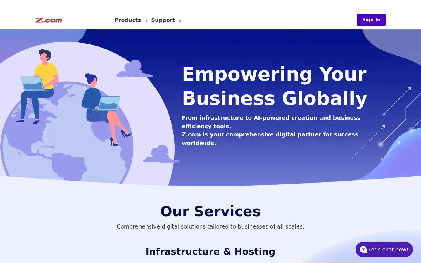 Screenshot of web.z.com