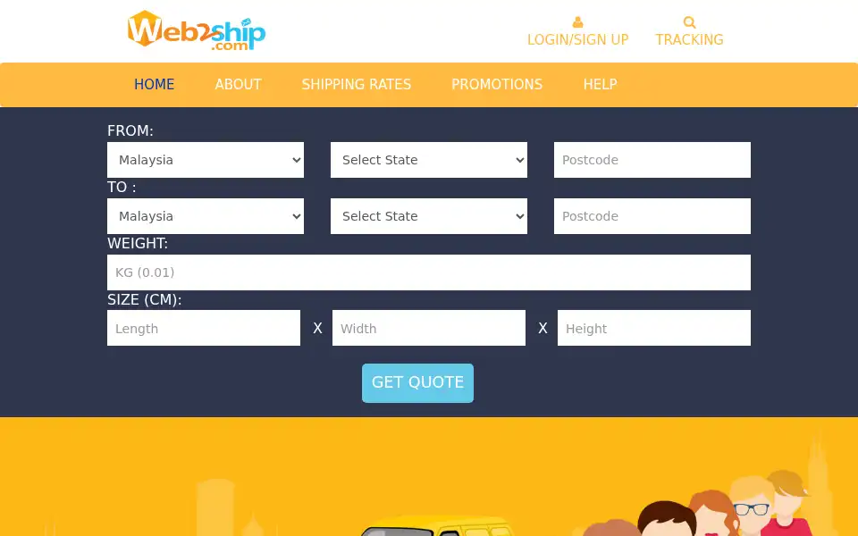 Screenshot of web2ship.com