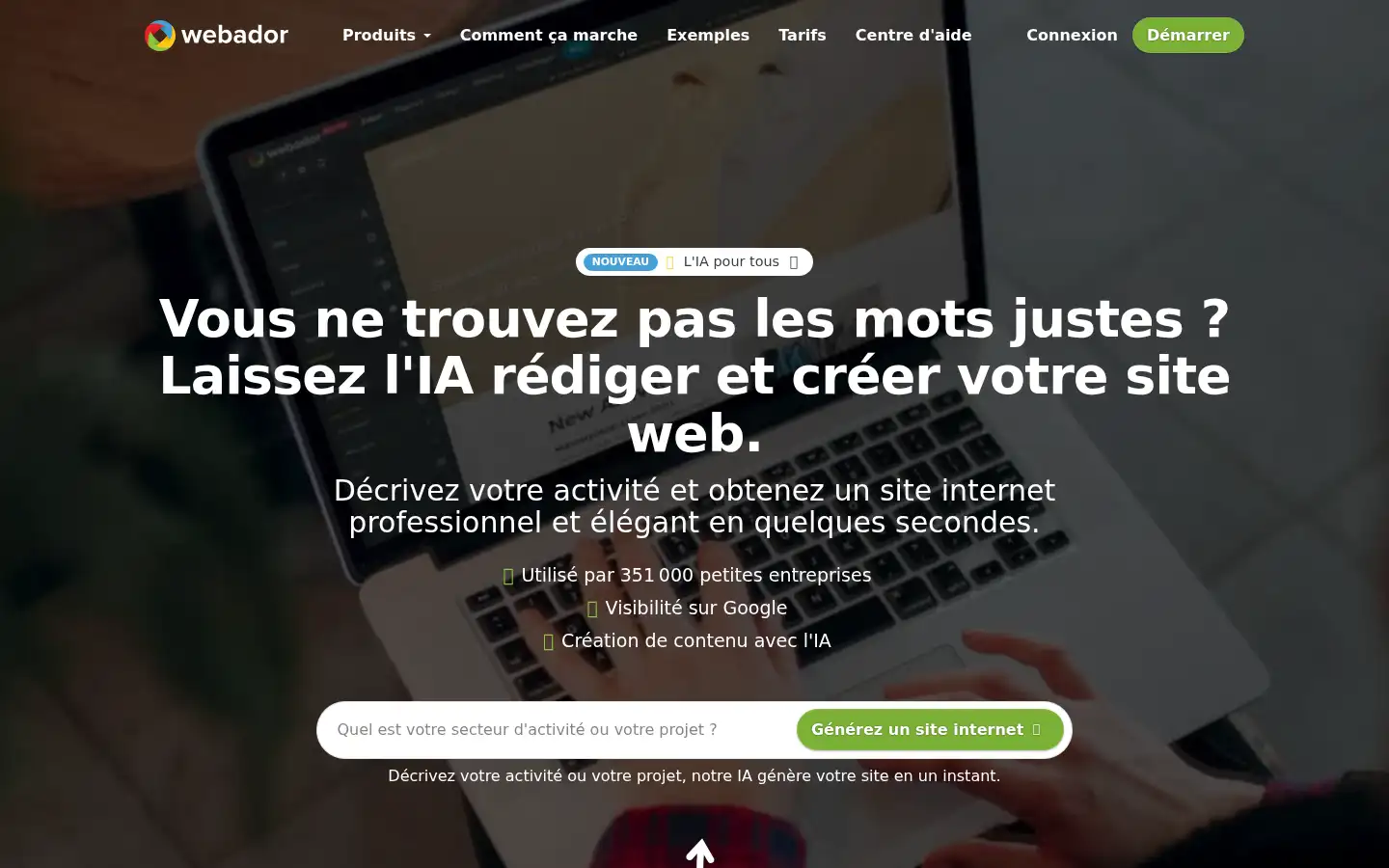Screenshot of webador.com