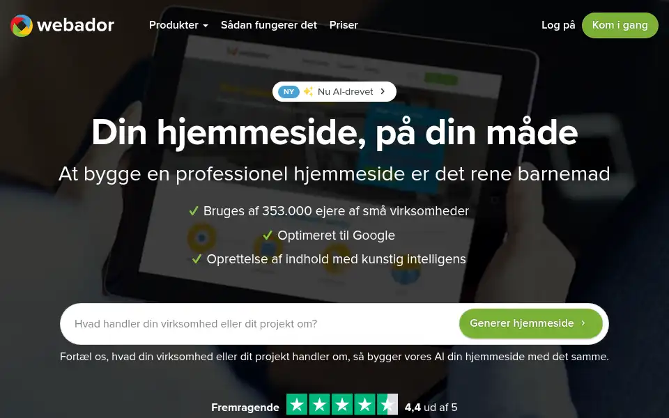 Screenshot of webador.dk