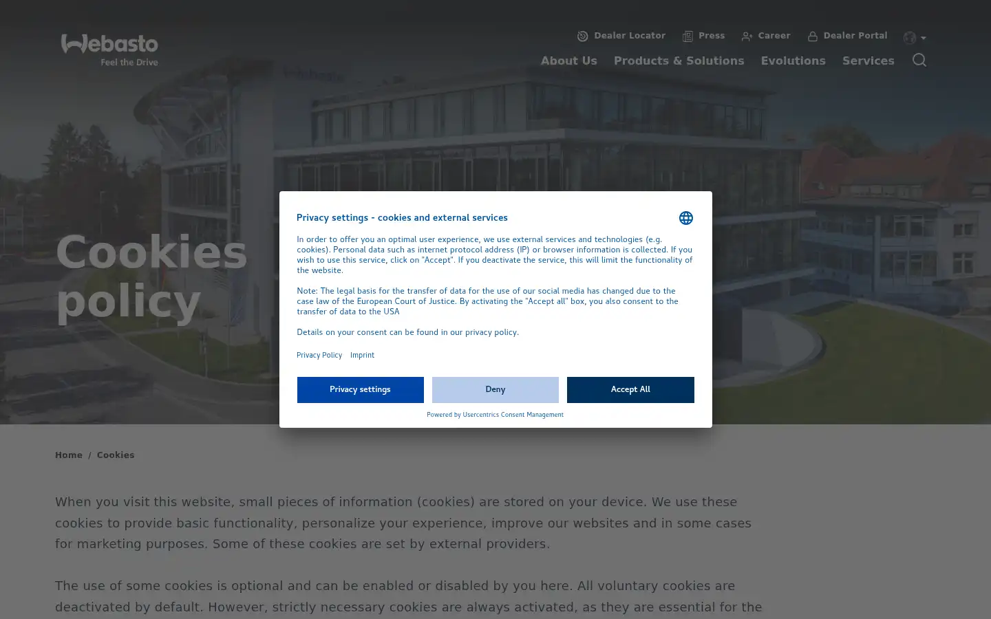 Screenshot of webasto.com