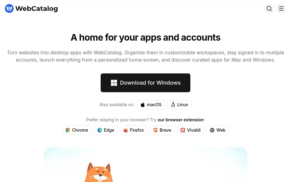 Screenshot of webcatalog.io