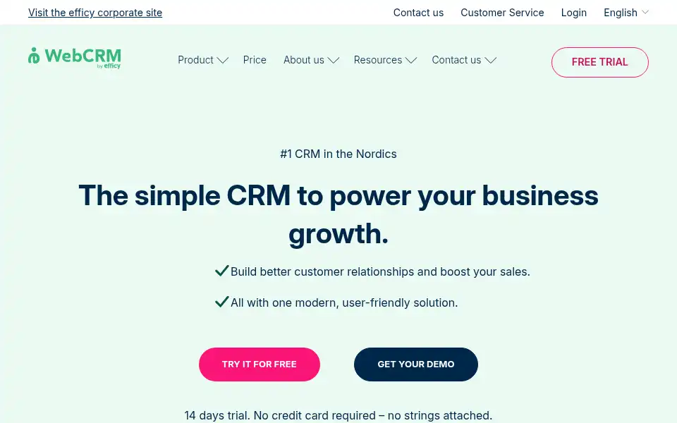 Screenshot of webcrm.com