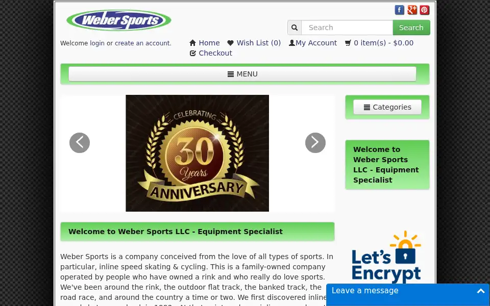 Screenshot of webersports.com