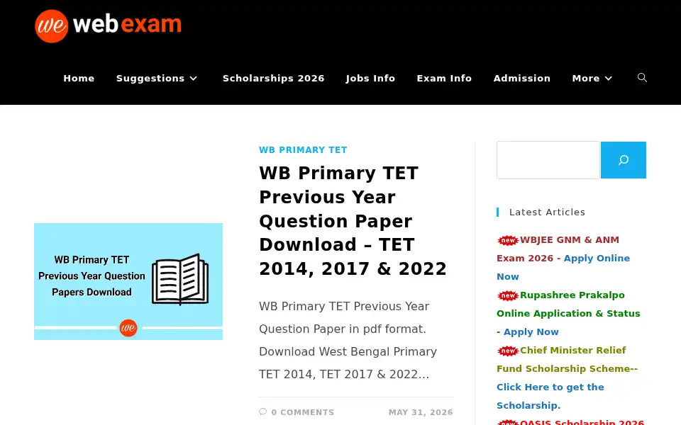 Screenshot of webexam.in