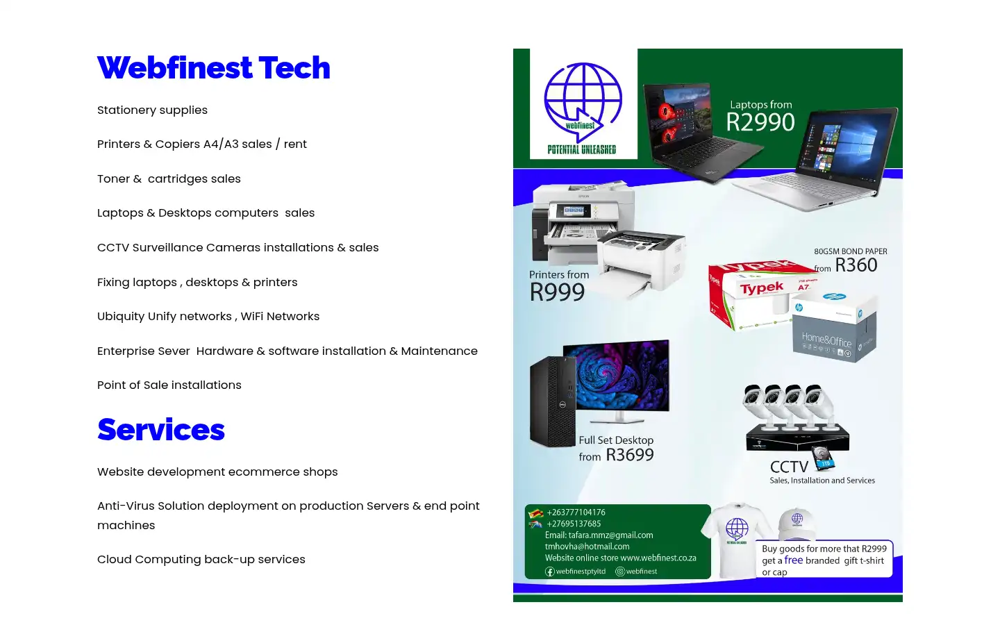 Screenshot of webfinest.co.za