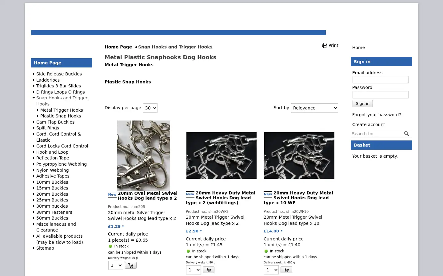 Screenshot of webfittings.co.uk
