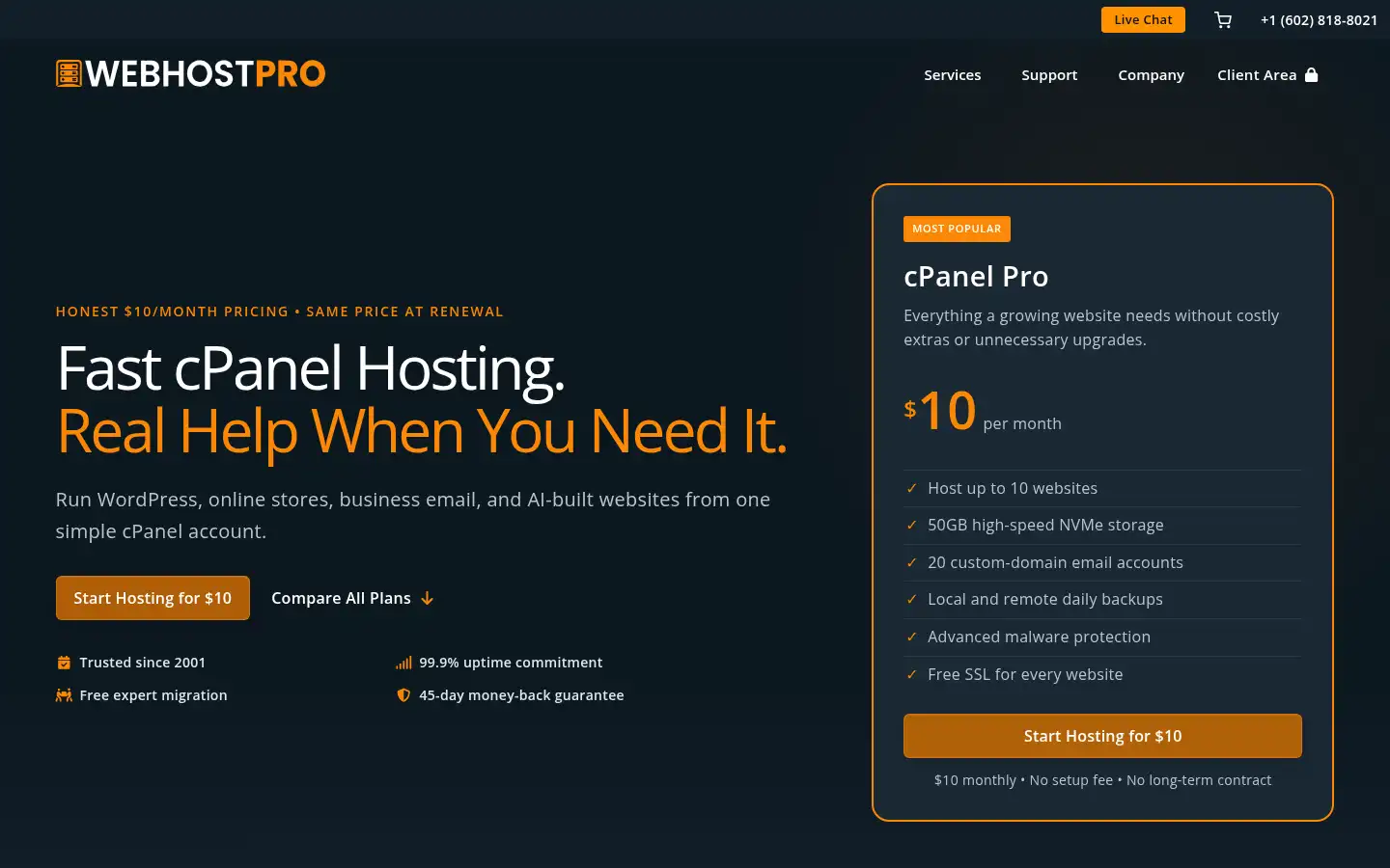 Screenshot of webhost.pro