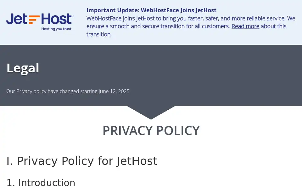 Screenshot of webhostface.com